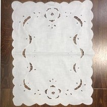 천 린넨 디자인 호텔 재사용 리유저블 냅킨 손 자수 화이트 4 조각 매트 식탁보 웨딩 레스토랑 가정 차 면화 직물 먹는다, [01] 4pcs