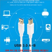 강원전자 kw-UB303Z USB3.0 AM-BM 케이블usb 3.0 ab (화이트-b쪽 잭이 2층구조 3.0타입-일반usb와다름) 전원케이블, 1개, 0.3m