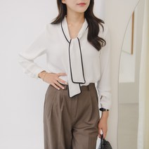 포인트 라인 타이블라우스