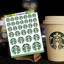 스타벅스 STARBUCKS 로고 스티커 인테리어 소품 차량용 커피전문점 스티커, 3번(투명-그린), 1개