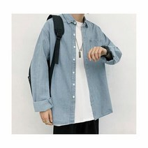 남성오버핏데님셔츠 2컬러 1P 커플 청남방 빅사이즈 남성오버핏