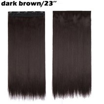 붙임머리 앞머리가발 HAIRRO-긴 스트레이트 클립 인 헤어 익스텐션 46-76CM 5 합성 브라질 가짜 블랙 피스, 04 dark brown-23inch