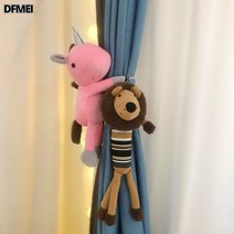 DFMEI. 커튼 버클 커튼 묶음에는 한 쌍의 동물 장식품이 있다., 핑크유니콘+털사자