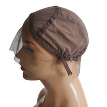 swiss lace front wig cap for wig weave cap with 조절 가능한 스트랩 가이드 라인 수 놓은 헤어 라인 크기 sml, 베이지 엘
