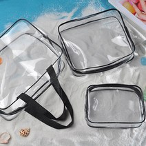 PK글로벌 하나올리고 하나 더올려 PVC 투명 화장품 메이크업 파우치 다용도 지퍼파우치 클렌징