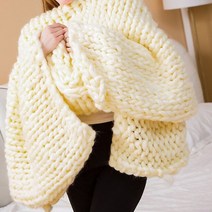 DIY 셔닐 실 Chunky 니트 담요 북유럽 손으로 짠 던져 소파 의자 장식 따뜻한 원사 사진 소품, [09] 100x200cm, [16] beige