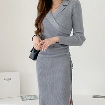 여성 파네드 앙고라 카라 셔링 롱 원피스.디작소