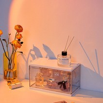 무료배송대용량 방진 아크릴 디스플레이 수납함 향수 수동 화장대 조명 럭셔리 샘플 책상 선반, 01 27x13.5x16 cm