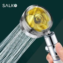 홈캉스 3in1 필터샤워기 터보팬 마사지 샤워헤드, 골드샤워기