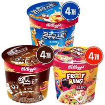 켈로그 컵시리얼 콘푸로스트 30g x 4p + 후루트링 30g x 4p + 첵스초코 30g x 4p, 1세트