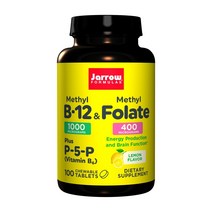 메틸 B-12 and 메틸 폴레이트 엽산 플러스 P-5-P (비타민 B6) 레몬 맛 100 츄어블 타블렛