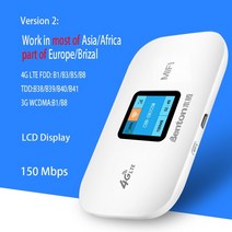 와이파이라우터 Benton wifi 라우터 휴대용 미니 3g4g 잠금 해제 lte, 3000mAh 배터리, 버전 2