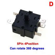 소형전기난로 YUXI 1PCS 전기 룸 히터 3 위치 4 핀 5 로터리 선택기 AC 250V 16A RT222 RT233-1-B, 04 5Pin 4Position