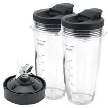 닌자진공블렌더 울트라 초고속 상업용 믹서기 닌자용 거래 블렌더 교체 부품 24oz 컵 2개 이동식 뚜껑 7개의 지느러미 추출기, 없음
