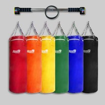 스칸다 가정용 어린이 복싱 샌드백 6컬러 설치 세트 특별기획C, 샌드백 노랑+문틀철봉+V벨트+백글러브실버+핸드랩화이트