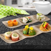 세칸나눔접시 업소용그릇 반찬 유기 세트 직사각 긴, 대, 본상품선택