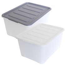 올리오 1+1 대용량 수납 정리 리빙박스 90L/110L, 옵션01_화이트블럭리빙박스90L2개, 그레이+화이트