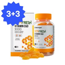 엔젯오리진 귤젤리 비타민C D 비타프레쉬 3000mg x 70 구미 영양제, 3+3