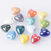 10pcs 12mm 하트 모양 반짝이 광택 유약 된 세라믹 도자기 구슬 쥬얼리에 대 한 많은 DIY 공예 만들기, [01] 12mm-10pcs, [01] Random Mixed