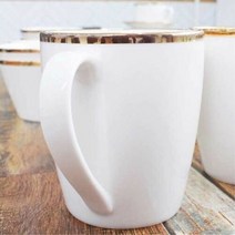 골드 실용적인 라인 도자기 머그컵 화이트 고급 디자인 슬림형