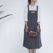 북유럽 품질 홈 주방 카페 웨이스트 캔버스 조끼 앞치마 민소매 앞치마 방오 실용적 심플, 3