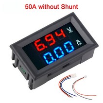전압계 0.56 ''디지털 전류계 DC 0-100V 10A 빨간색 파란색 LED 디스플레이 전압 테스터 감지기, 05 0-50A without shunt