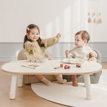 [루나스토리] 원목 와이드 유아 아기 책상 테이블_높이선택, 상판 다리33cm