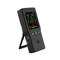 실내 공기질 미세먼지 측정 핸드 헬드 공기 품질 감지기 9 In 1 온도 습도 PM2.5 PM10 HCHO TVOC CO CO2 AQI 검출기 백라이트가있는 LCD 디스플레이, 02 Black
