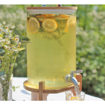 음료 디스팬서 수도꼭지 내열 담금주병 카페 물 디스펜서 물통 거치대포함 5리터 7리터 10리터, 5L