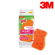 3M 스카치브라이트 제로 스크래치 도트 수세미 오렌지 1입 NSX1 주방 설거지
