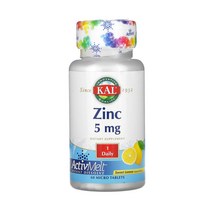 KAL 칼 아연 Sweet Lemon 5mg 60정 Zinc 징크 징크옥사이드 Zinc Oxide 만니톨 마니톨 Mannitol 솔비톨 소비톨 소르비톨 말산 시트르산, 1개, 기본, 60개