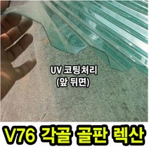 골판렉산 각골V76 1100 x 1800 폴리카보네이트 골판 PC 파고라 통행로 비막이 선라이트, 1100x1800, 투명