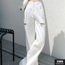 가바바 여성 찢청 트임이 유니크한 힙합스타일 캐주얼룩 데님팬츠 G69958