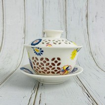 투각백자 컬러화문 개완 개합잔 찻잔 120ml 다도잔 집들이선물, 본상품선택, 단품, 선택1:본상품선택