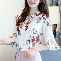 SAMARA 반팔 루즈핏 프린트 여름 블라우스 QQ0817