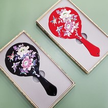 예단사랑 자개 손거울 목단꽃(대) 외국인 선물 함소품, 1개, 블랙