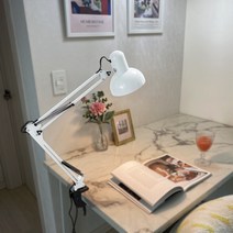 [메가] 제도 집게 책상 스탠드+LED램프, A-집게+12W하얀빛(램프), 화이트