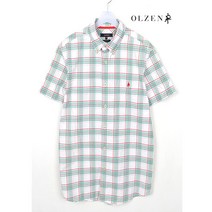 빈티지/ 올젠 남방/남성M/반팔/셔츠/체크/브랜드/3293b3