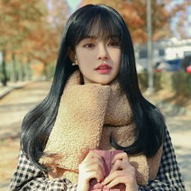 하프라운드 52cm 수제통가발 프론트레이스, 내츄럴블랙