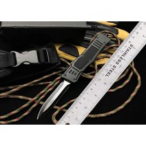 호신용 칼 마이크로 OTF 테크 나이프 미니 컴뱃 트로 시리즈 440 스틸 블레이드 57HRC 경도 아연 알루미늄 합금 핸들 자기 방어 포켓, 1.Black