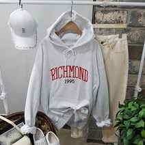 상상그이상 여성용 국내제작 편안한 빅사이즈 비비드 자수 레터링 박시핏 캥거루 주머니 후드 티셔츠