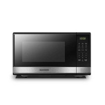 BLACK+DECKER EM031MB11 디지털 전자레인지 오븐 턴테이블 푸시 버튼 도어 어린이 안전 잠금 장치 1000W 1 1cu ft 블랙 및 스테인리스 스틸 1 1 입방 피, 1.1 Cu.ft