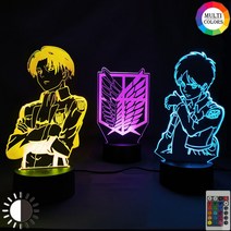 타이탄 그림에 대한 애니메이션 공격 야간 조명 아이 선물 침실 장식 Eren Jager Mikasa Ackerman Levi 만화 입상 Led 3d 테이블 램프|LED Nigh, 1개, AOT002, 7 color no remote