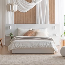 [기프티콘 증정] 레이디가구 모닝 템바보드 멀티수납 조명 호텔 수납 침대 SS/Q 슈퍼싱글 퀸 프레임 매트리스 방문설치, 02) 모닝 SS 프레임+엔드리스매트, 핑크베이지