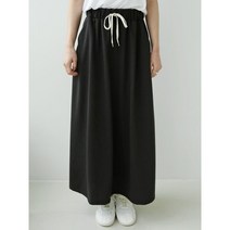 주머니 밴딩 면 롱 스커트