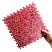 1pc 연동 폼 매트 단색 푹신한 플러시 플러시 카펫 퍼즐 바닥 타일, 주황색, 1개