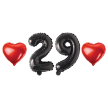 29 숫자 하트 풍선 세트 29살 29세 29주년 생일 축하 파티 이벤트 장식 용품, 04.블랙-(소)-29