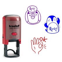 [자동스탬프] Trodat 동물캐릭터 OK.확인.검도장 (46025), 디자인9.고양이(확인), 빨강(레드)