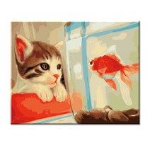 (국내배송/당일출발) diy 명화그리기 G01 고양이와 금붕어 유화 색칠하기 그림 색칠 집콕 취미생활 유화