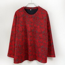 국민할매 국내생산 할머니옷 겨울티 기모 꽃나염 긴팔 라운드 티셔츠[WD_R1] 요양원옷